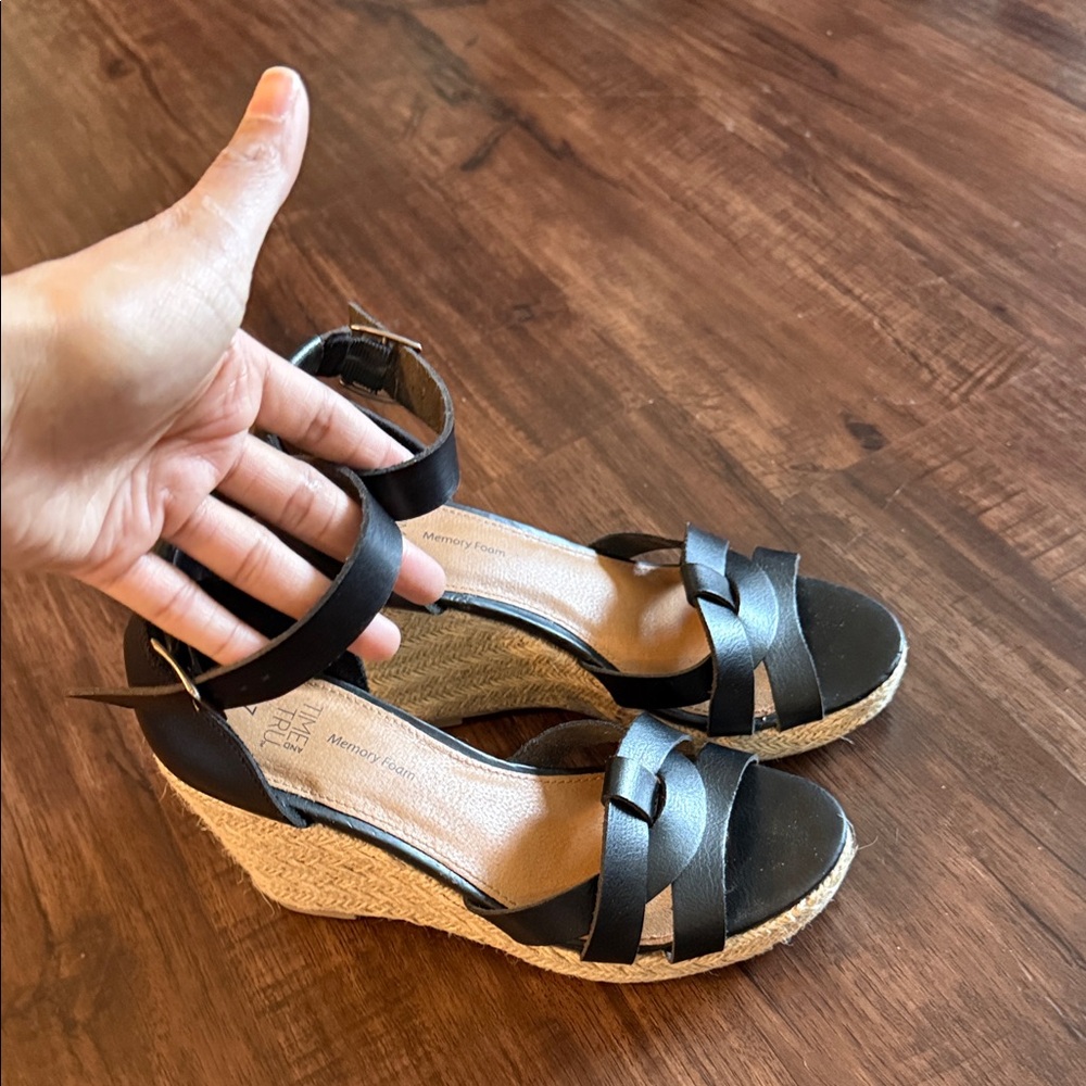 Elegant Black Wedge Sandals